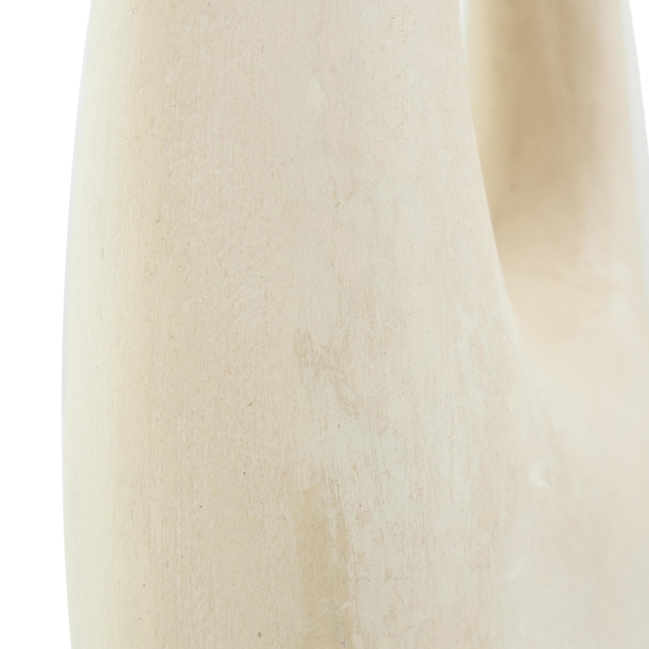 DecMode 18" Abstract Curved Beige Paper Mache Vase with Handle