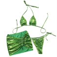thumbnail image 1 of Traje baño 3 piezas para mujer Traje baño Halters Traje baño color sólido, 1 of 5