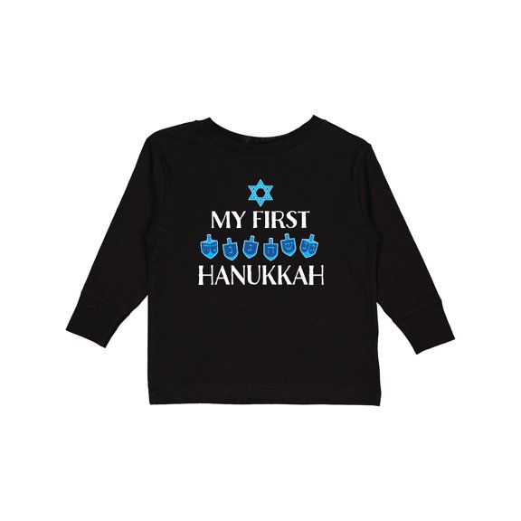 Inktastic My 1st Hanukkah Dreidels in Blue with Star of David Boys or Girls Long Sleeve Toddler T-Shirt