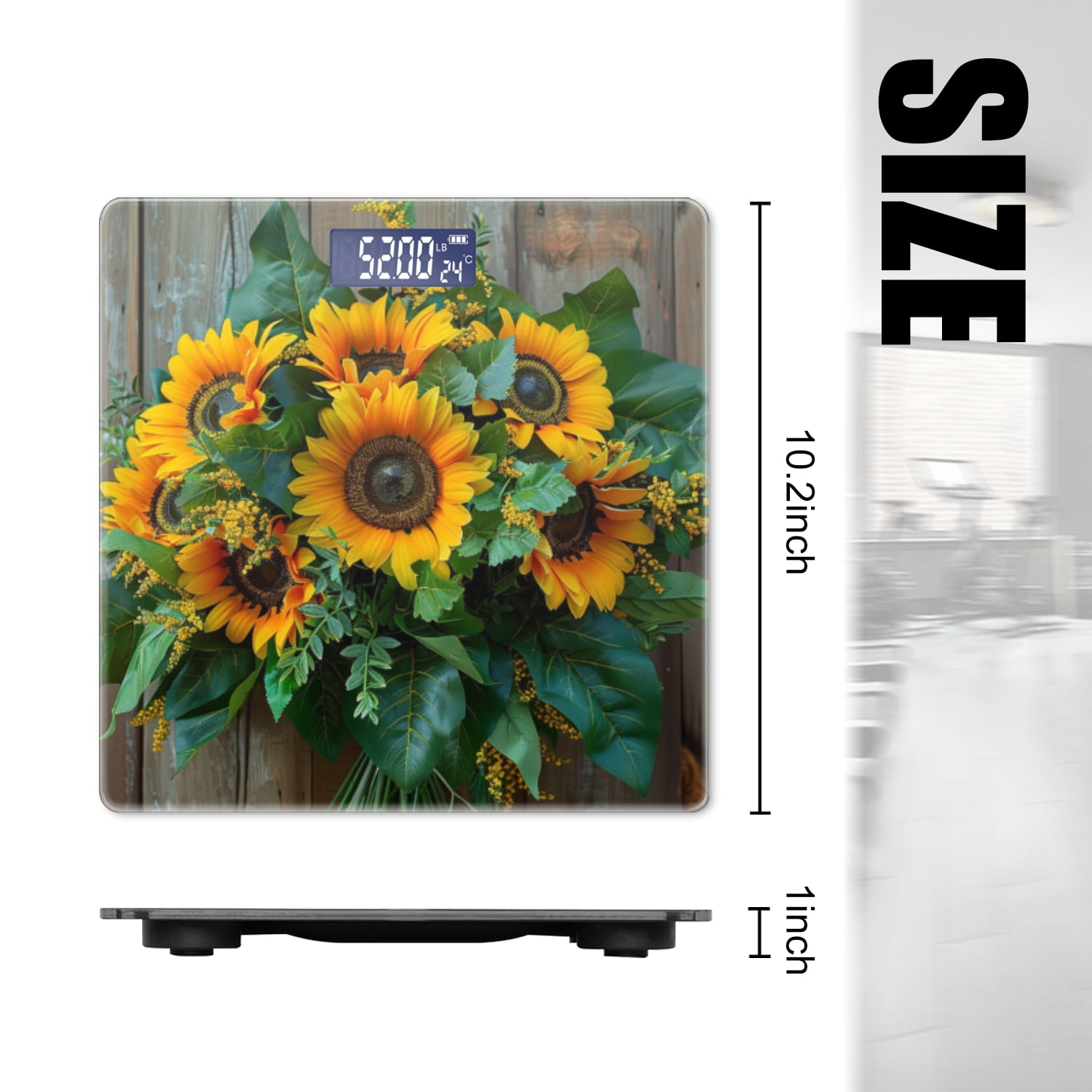 High Precision Body Weight Scale Smart Bathroom Scales with Large LCD Display(400lbs),Decorative for Bedroom-Beautiful Bouquet Of Sunflowers And Classic Flowers
