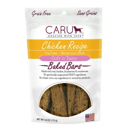 UPC: 0851395005053 | Caru Soft n Tasty Chicken Recipe Baked Bars Dog Treats – 4.0 Oz.