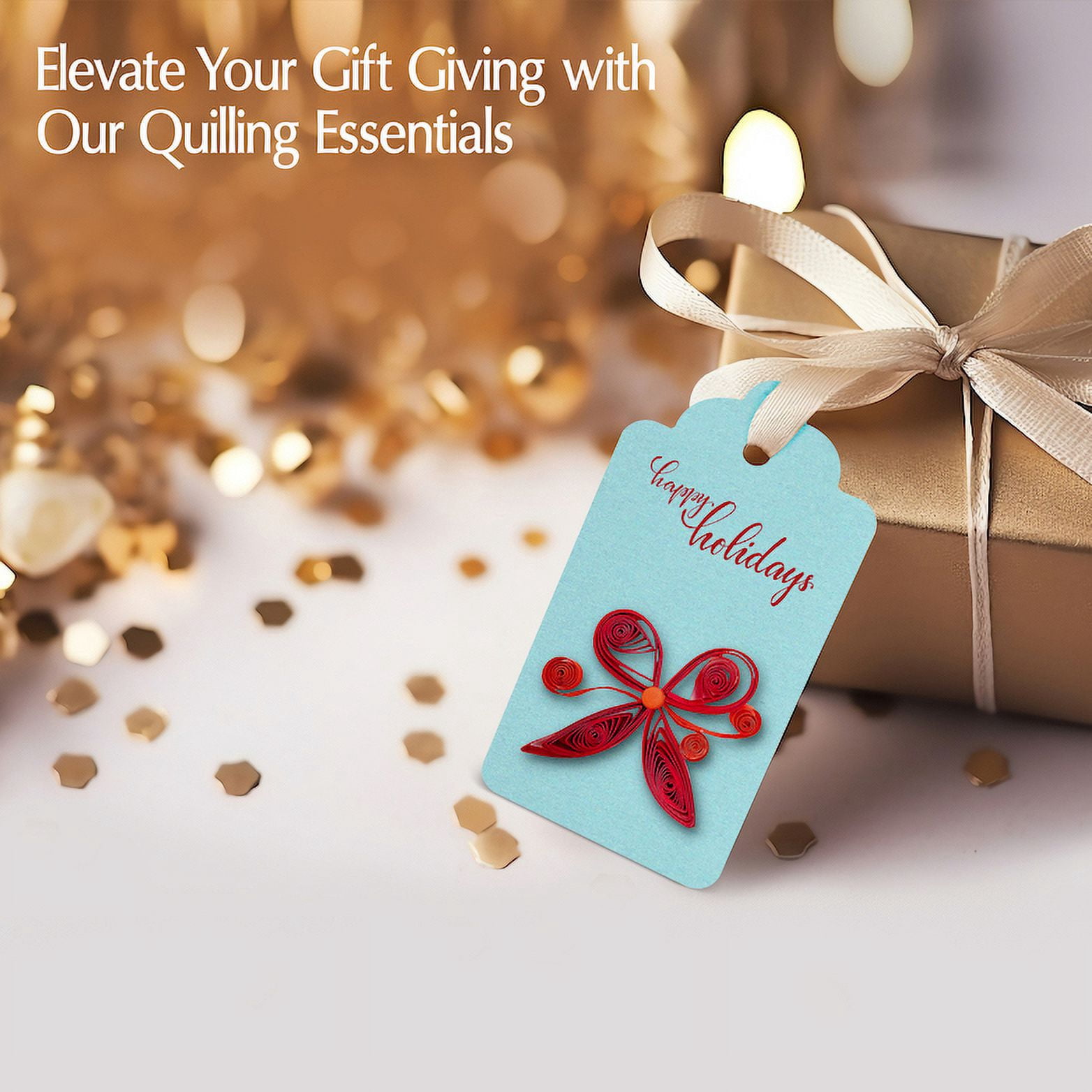 MY CREATIVE CAMP Greeting Cards Quilling Kit with Bonus Gift Tags - DIY Craft Kit for Kids and Adults
