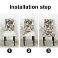 thumbnail image 4 of Watercolor Hibiscus Flower Chair Covers for Dining Room 6 Pack Beach Hibiscus Plumeria Tropical Leaves Seamless Pattern on a Light Yellow Stretch Spandex Kitchen Chair Slipcovers Removable Was, 4 of 5