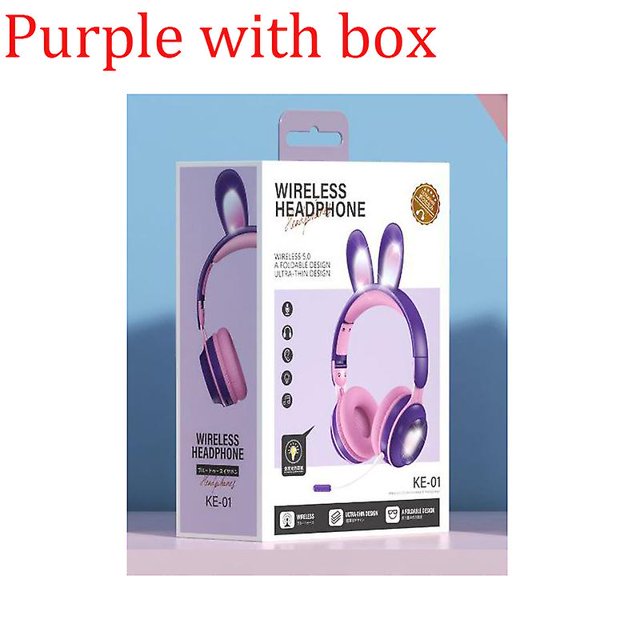 Auriculares inalámbricos con micrófono, bonitos conejos, niñas, Rgb, Led, estéreo, música, Bluetooth, auriculares para juegos de teléfono para niños, Gamer