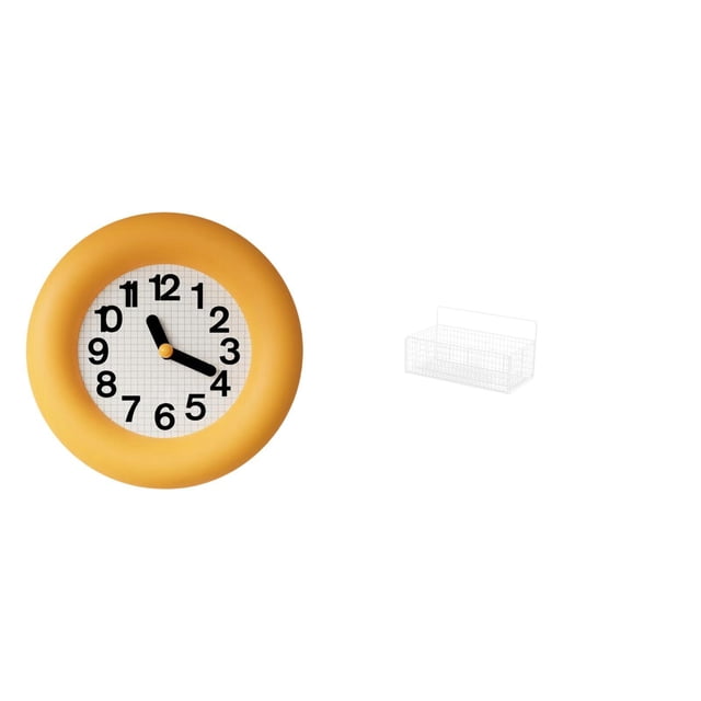 Reloj de pared redondo, moderno y silencioso. Cesta organizadora colgante de alambre, material resistente. Ideal para dormitorio, cocina, baño y ofici