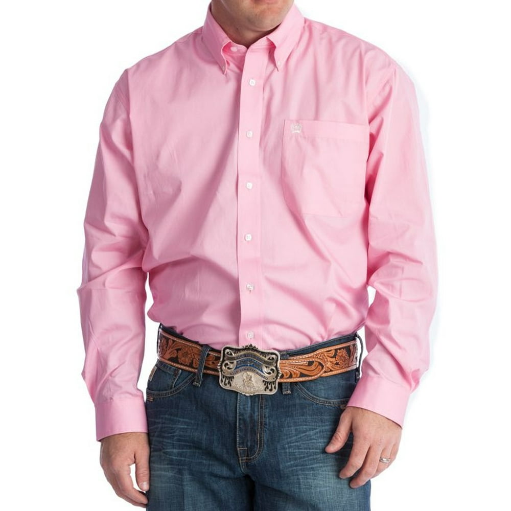 Cinch - Mens Light Pink Pinpoint Oxford Long Sleeve Shirt - Walmart.com ...