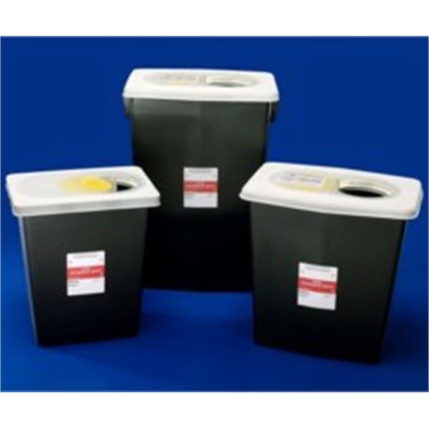 Kendall RCRA Waste Container 2 Gallon Black Base White Lid Each