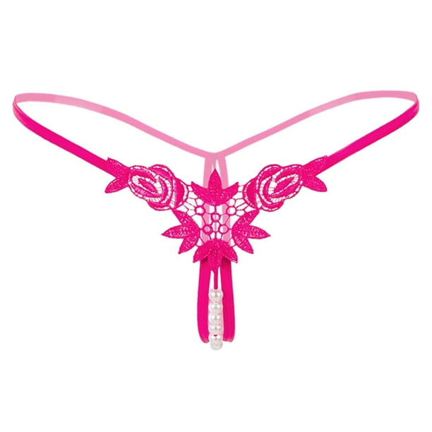 Bragas de encaje huecas para mujer que abren tangas con de cuerdas bragas bragas ropa interior - Rosado Un tamaño Soledad Bragas sin entrepierna para mujer