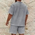 thumbnail image 6 of GrmtClth Mens 2 Piece Waffle Outfits Loose Fit Short Sleeve Sports Suit Spring Short Pants Tracksuit Sets Trend Gray L, 6 of 7
