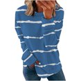 thumbnail image 2 of ICHUANYI Clearance Women Long Sleeves Casual Shirts Printing Round Neck Sweatshirt Pullover Loose Tunic Tops(Light Blue, L) ICHUANYI WER2023080905911, 2 of 6