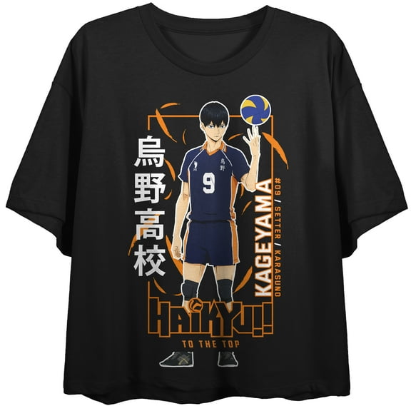 Haikyu Anime Cartoon Kageyama Character Women's Black Crop TOp-Large