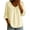 Beige, variant on Women's Ruffled Peter Pan Collar Tops Preppy Casual Front Gathered Pleats 3/4 Balloon Puff Sleeve Blouses Lightweight Soft Cotton Linen Solid Color Shirts XXL