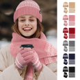 thumbnail image 2 of ZACPNCV Winter Beanie Hat Scarf Gloves Set for Women Womens Beanie with Long Scarf Neck Warmer Touchscreen Gloves 3 in 1 Set Navy, 2 of 2