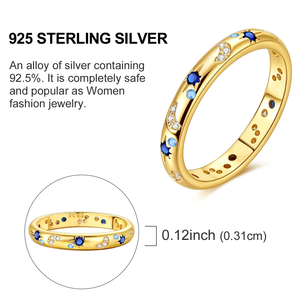 MULA Sparkling Starry Night Ring – AAA CZ In 925 Sterling Silver For Women
