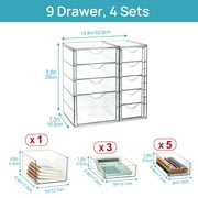 Sindcom Acrylic Organizer with 9 Drawers,Clear Storage Drawers,Organizer Bins for Makeup,Cosmetics,Beauty Supplies