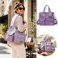 thumbnail image 2 of Nylon Tote Bag Waterproof Large Capacity Multi Pocket Travel Handbag Crossbody Bag for Outdoor Camping(Light Purple-50x35x13cm), 2 of 5