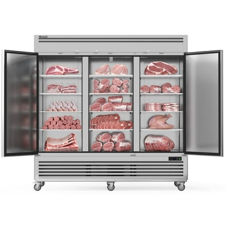 Coolski 82" W Commercial Freezer 72 Cu.ft 3 Door Reach-in Stainless Steel Commercial Freezer
