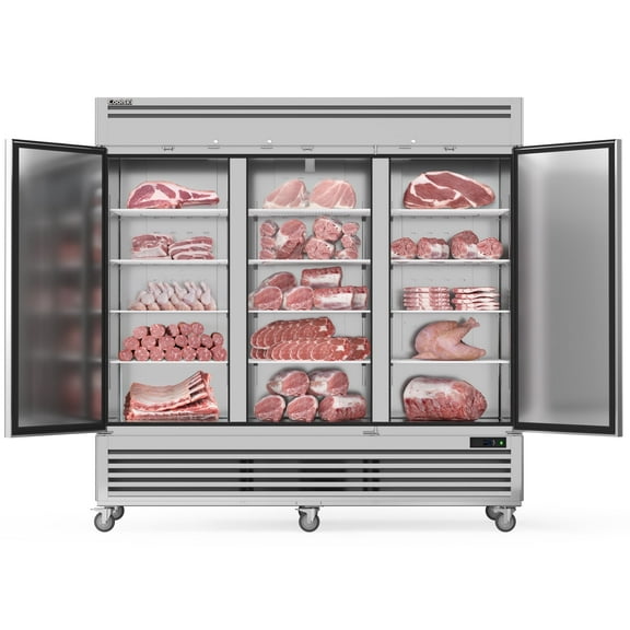 Coolski 82" W Commercial Freezer 72 Cu.ft 3 Door Reach-in Stainless Steel Commercial Freezer