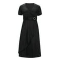 thumbnail image 4 of Fznquz Summer Dress Elegant Wrap High Waist Gown, Wedding Guest Sexy Prom Ladies Dresses Black, 4 of 7