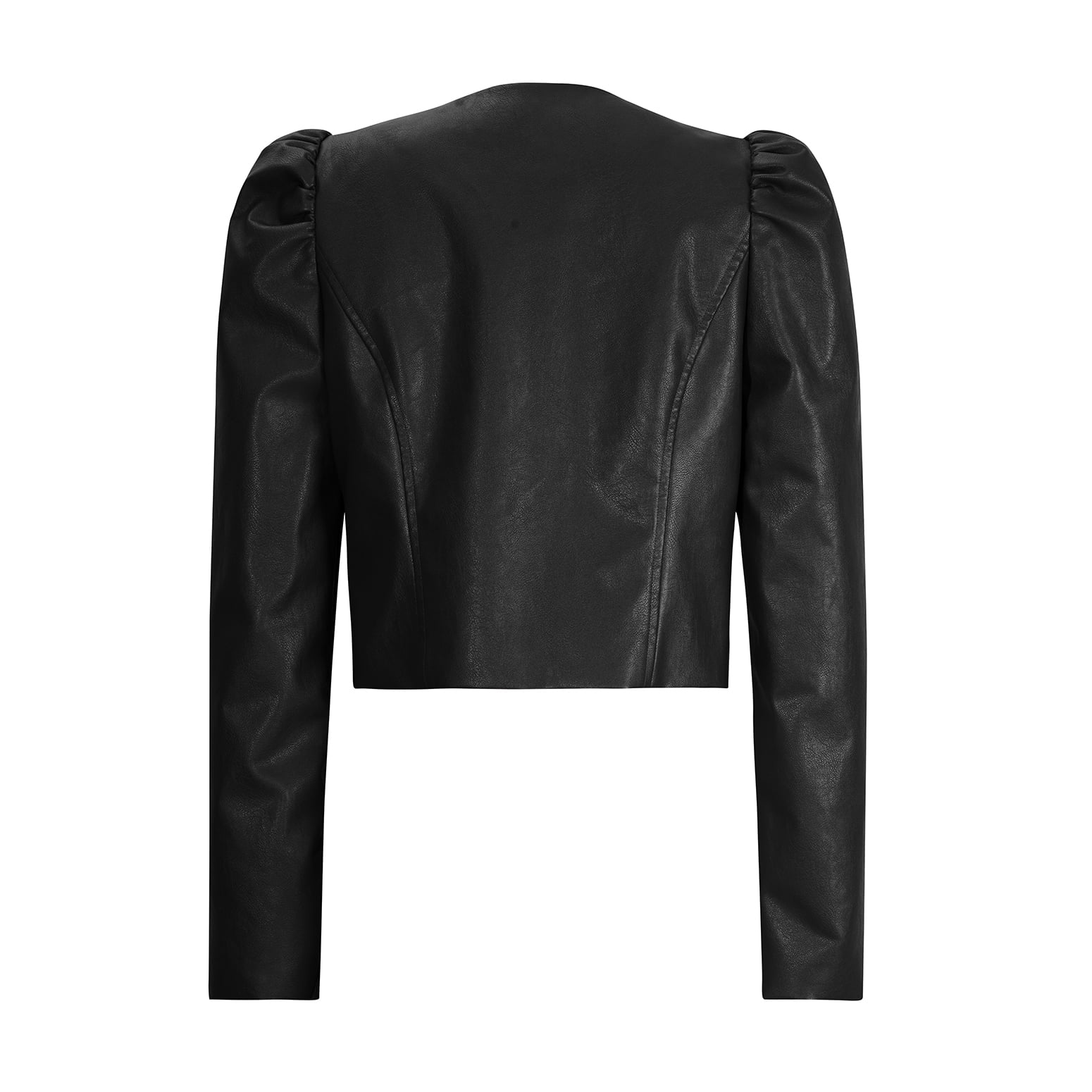 SWSMCLT Women's Leather Jacket Winter Puff Sleeve Faux Leather Dinner Jacket Fall Long Sleeve Fashion Black X-Large