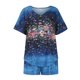 thumbnail image 5 of Conjunto de pantalones cortos de manga corta con estampado de cuello redondo para mujer, traje deportivo informal de verano de 2 piezas Wmkox8yi bvn1339, 5 of 7