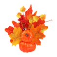 thumbnail image 2 of Corona Decorativa de Calabaza para Halloween | Hojas de Arce de Plástico Multicolor y Bayas Rojas | Centro de Mesa Festivo de 7.9 Pulgadas para La Decoración Del Hogar En Acción de Gracias, 2 of 6