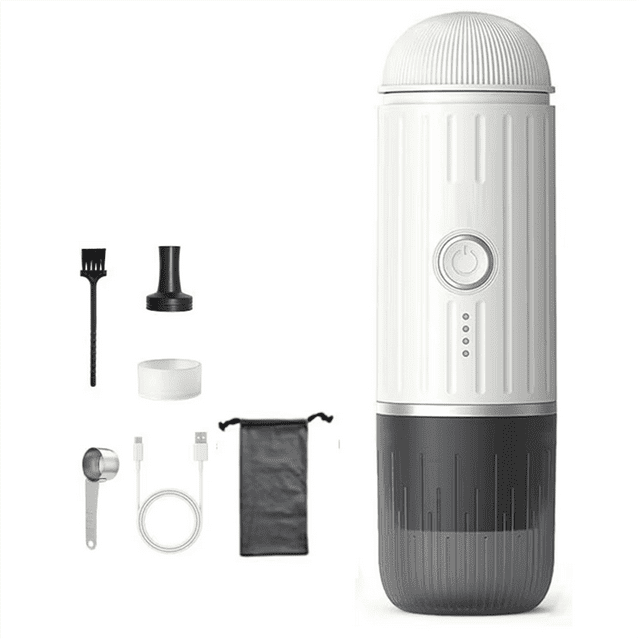 Machine à Espresso Portable, Cafetière Électrique Sans Fil Compatible avec Capsules et Café Moulu, Idéale pour les Voyages