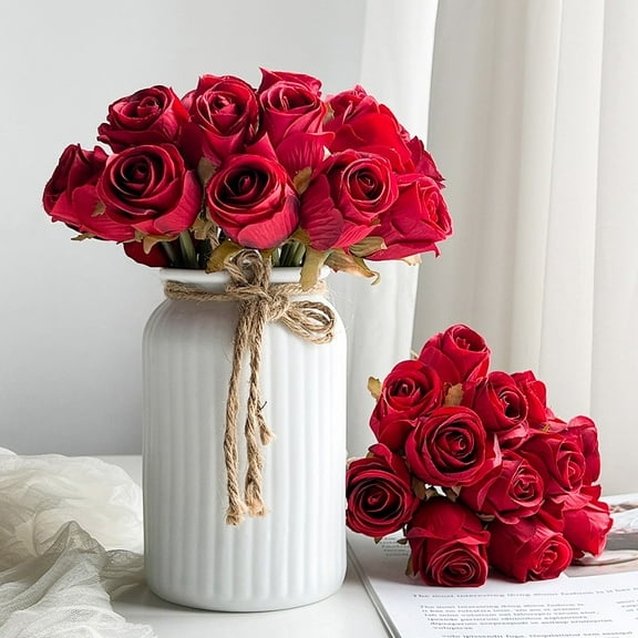 Silk Artificial Roses For Wedding Home Decor Valentine'S Day Set Of 12