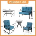 thumbnail image 3 of SUNCROWN 7 Pcs Outdoor Metal Furniture Set Patio Conversation Set, Loveseat, 2 Patio Dining Chairs, 2 Spring Chairs and 2 Coffee Tables with Peacock Blue Cushion, 3 of 6