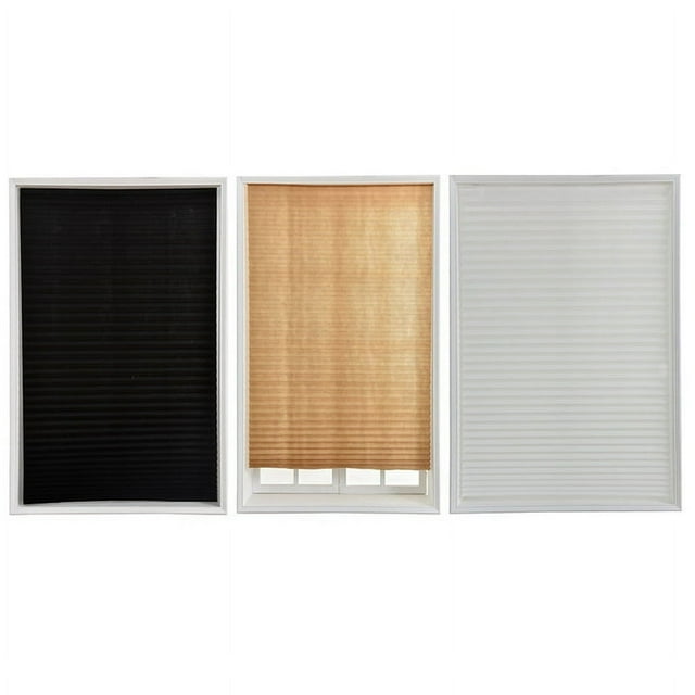 Liquidation! Stores Pliants Rideaux Sans Cordon Filtrant la Lumière Store Plissé en Tissu Installation Lot de 2 Rideau Occultant Salon Chambre Brun 90*180CM