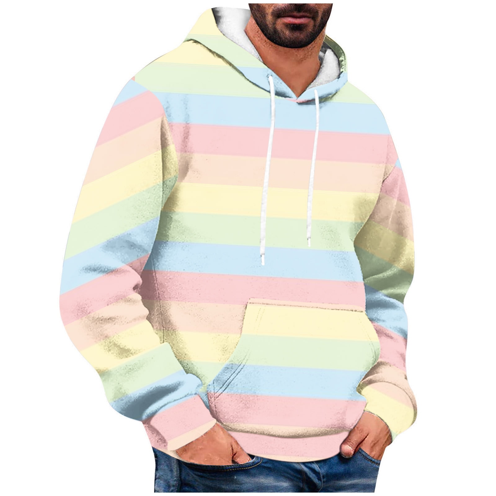 Pastel Colour Block Hoodie Men Pastel Hoodie Mens Top