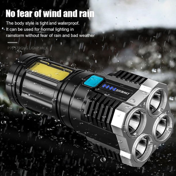 Bombilla 4 LED + COB Cuentas Linterna fuerte Pantalla de alimentación de carga USB Antorcha portátil Wdftyju Para estrenar