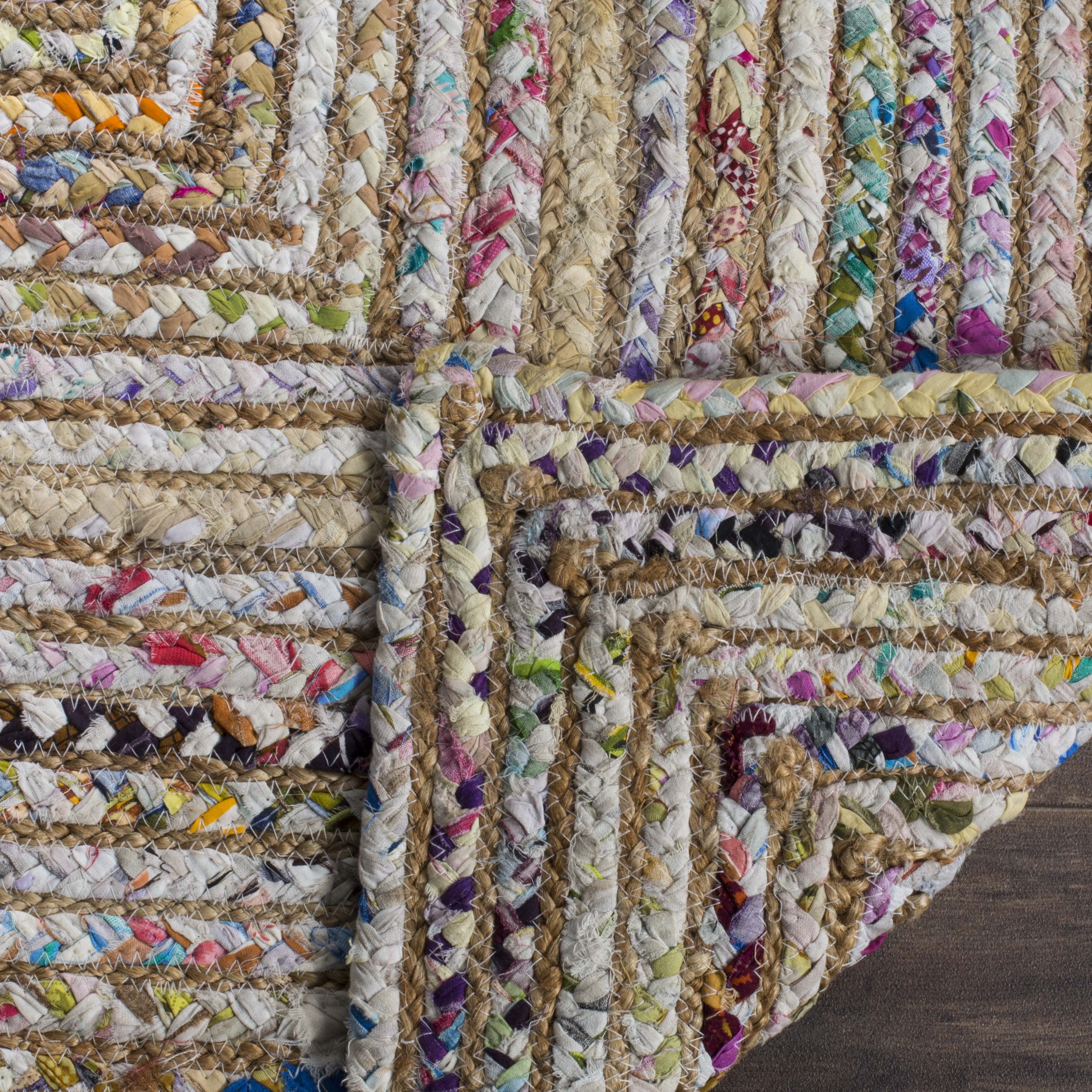 Safavieh  Handmade Cape Cod Marget Boho Coastal Jute Rug Beige/Multi 6' x 6' Square 6' Square Indoor, Handmade Square
