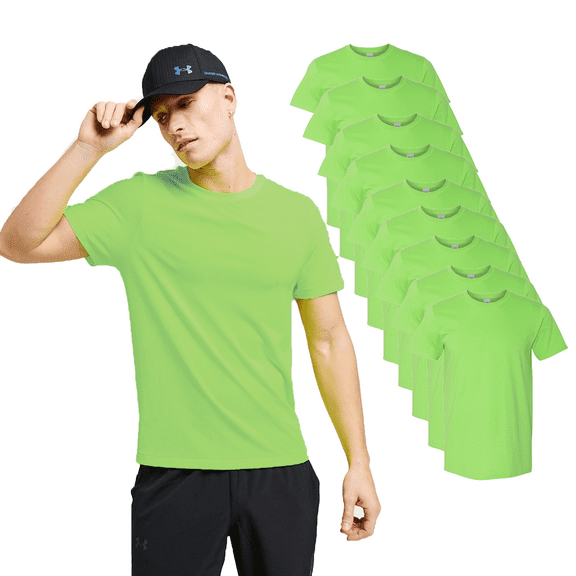 Gildan Short Sleeve Cotton Softstyle T-Shirt, Lime, Pack of 9, S