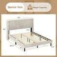 thumbnail image 3 of Costway Queen Size Velvet Bed Frame Upholstered Platform Bed with Wingback Headboard, 3 of 10