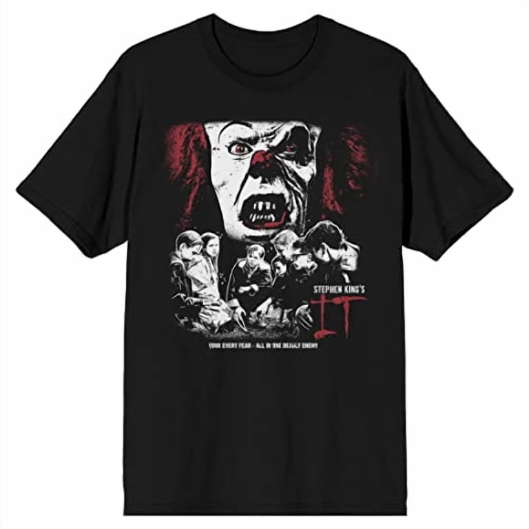 It 1990 Pennywise You'll Float Too Men's Black T-shirt-Large