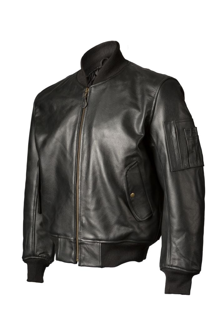 Jacket, MA-1, John Ownbey, Leather, Black, Size XS - Walmart.com