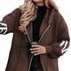 thumbnail image 2 of Chaqueta Cortavientos de Punto con Capucha y Larga para Mujer, de Gran Tamaño, Informal, con Cordón Ajustable en la Cintura y Cremallera. Marrón M, 2 of 6