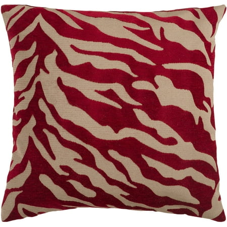 Art of Knot River Hand Crafted Zippy Zebra Decorative Pillow with Poly Filler, Burgundy