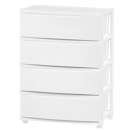 iris usa 4 wide drawer storage  organizer unit for bedroom  closet  living room  nursery  dorm  white frame with matte white front panels  set of 1