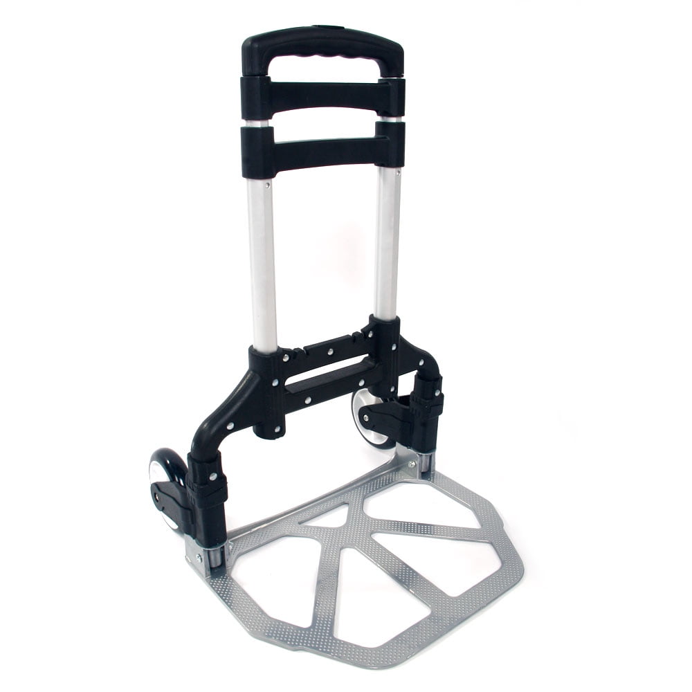 Cart Folding Dolly Collapsible Trolley Push 4 Wheel Compact & Lightweight Black 