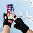thumbnail image 6 of Women Girls Cat Paw Gloves, Faux Fur Cute Kitten Wolf Bear Claw Fingerless Winter Plush Gloves, Half Finger Cosplay Furry Cat Mittens, 6 of 8