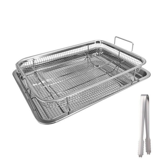 WDOplteas Bandeja para Hornear en Microondas Cestas para Barbacoa Herramientas Con Clip (rectángulo Acero Inoxidable)