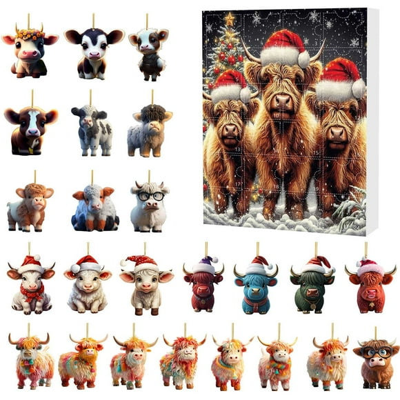Rbaofujie Wedding Decorations Christmas Countdown Dachshund Pendant Gift Box Vintage Christmas Decor