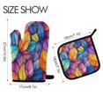 thumbnail image 2 of Yayeee Oven Mitts and Pot Holder Set of 2 Heat Resistant Kitchen Gloves Baking Hot Pad, Colorful Leaves, 2 of 5