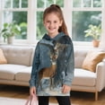 thumbnail image 3 of Xoenoiee Deer Forest Snowfield Print Long Hoodies for Girls Pullover Hoodie Dress Teenagers Lightweight Soft Sweatshirt Tops Graphic Activewear Pullover with Pocket, 9-10 Years, 3 of 7