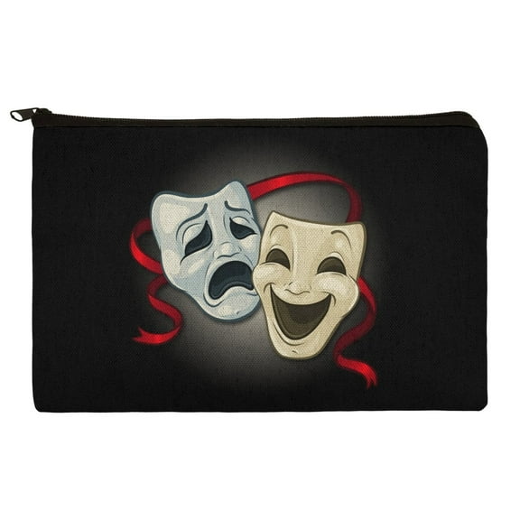 Drama Comedy Tragedy Masks Theater Makeup Cosmetic Bag Organizer Pouch