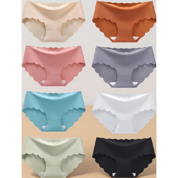 SWOEBTH 8 Pack Girls Seamless Underwear Tagless No Show Panties for Teens 8-18, Ice Nylon, Assorted Colors