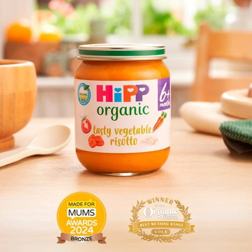 HiPP Organic Tasty Vegetable Risotto Baby Food Jar 6+months 125g, British Import (Pack of 2)
