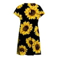 thumbnail image 7 of USSUMA Sun Dresses Women Summer Casual Short Sleeve Boho Flowy Smocked Mini Sundresses for Women Floral Print Plus Size Dress for Women V Neck Graduation Dress, 7 of 7